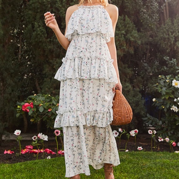 NWT White Summer Dress with Flowers Size Large to XL - Picture 2 of 9